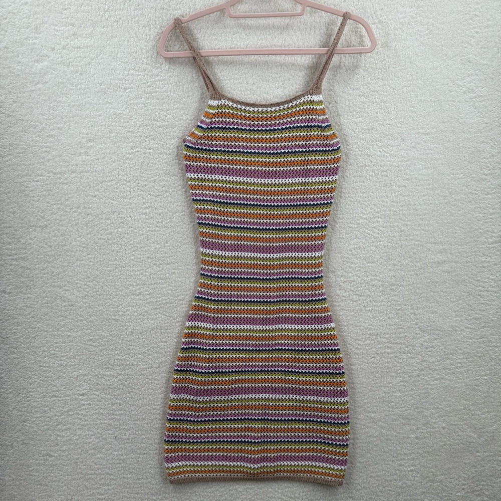 Olive & Oak Brown Orange Ribbed Bodycon Mini Dress